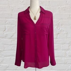 Express Magenta Button-Up Blouse